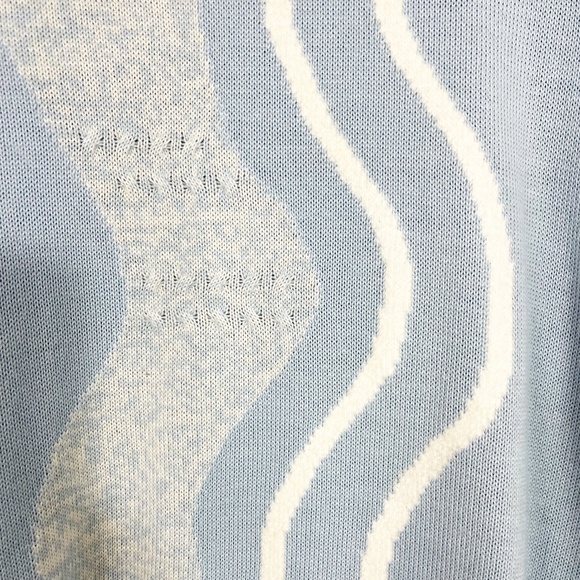 Vintage Light Blue & White Striped Shoulder Pads Crewneck Pullover Sweater - XL - Picture 3 of 7